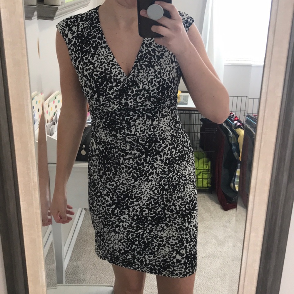Speckled black and white cocktail dress